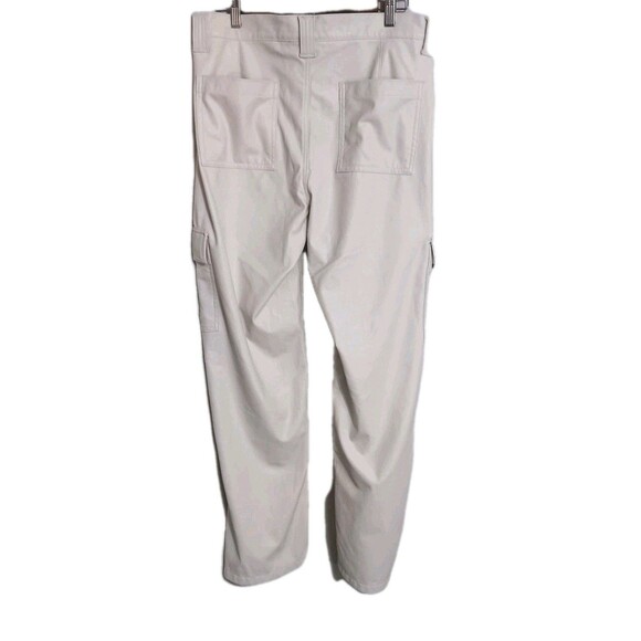 American Eagle Outfitters Faux Leather Cargo Pants Cream Size 12 Regular Stretch - Picture 7 of 12